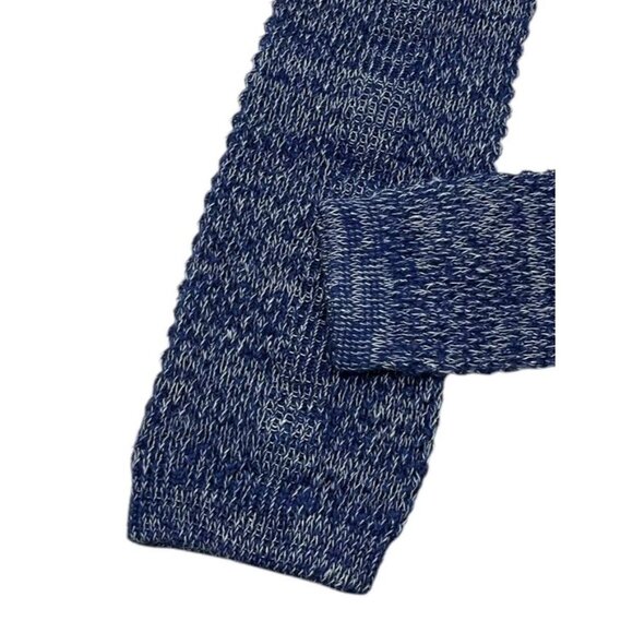 HACKETT Men's Cotton Linen Knit Necktie LUXURY Blue White Speckled W:2.2" EU - Picture 5 of 5